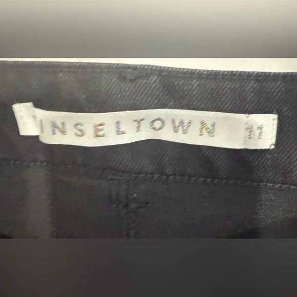 Tinseltown High Rise Flare Jeans Retro Zip Front Y2K Black Size 11/30 or 12 Long - Picture 5 of 8